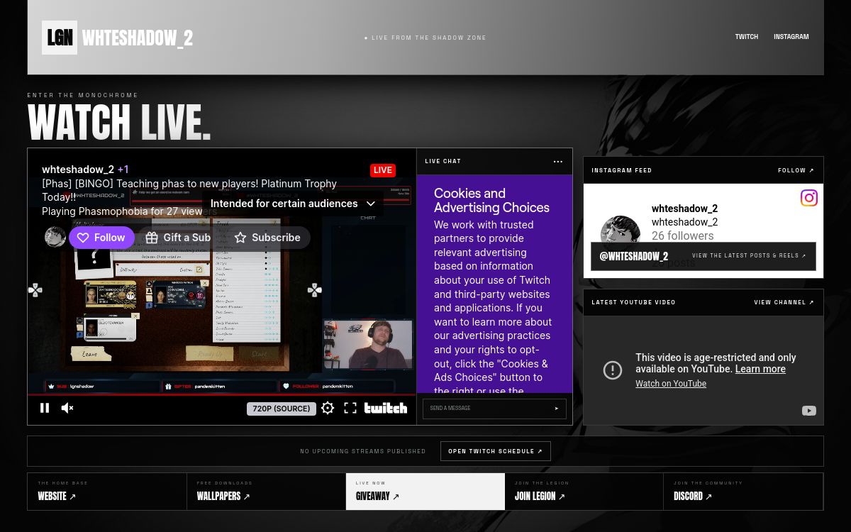 WHTESHADOW2 website homepage