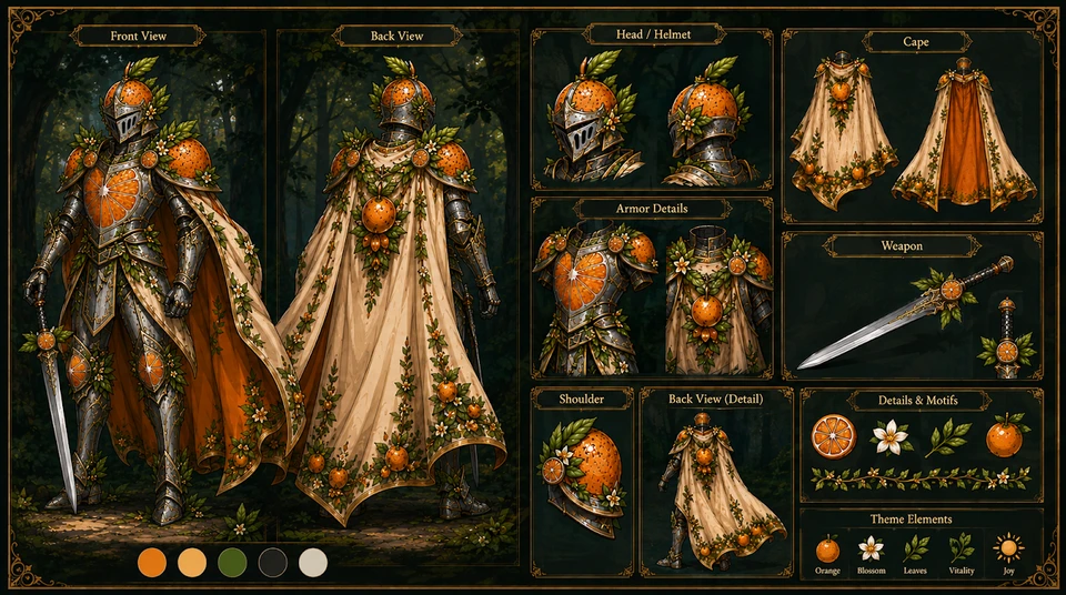 Orange Knight Character Sheet — Character Sheets example