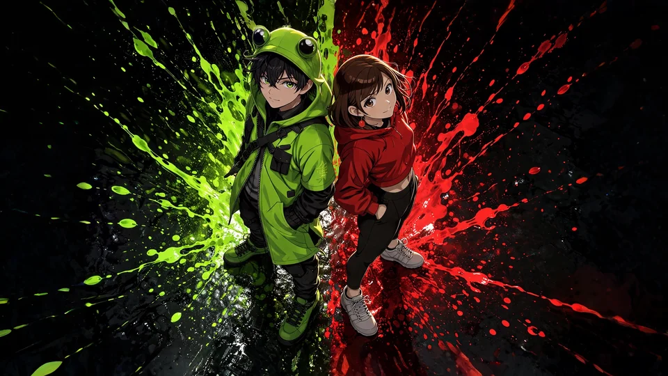 Shadow Duo — Paint Splash, Overhead — Custom Art example